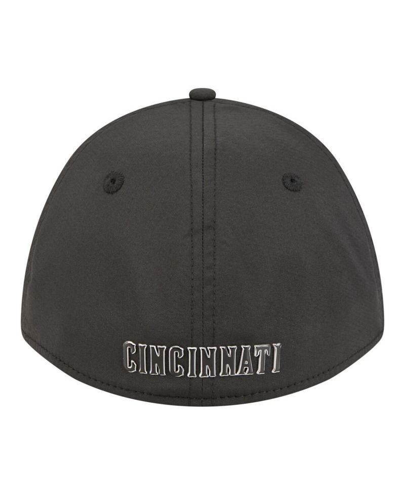 Men's Black Cincinnati Reds Metallic 39THIRTY M-Crown Flex Hat