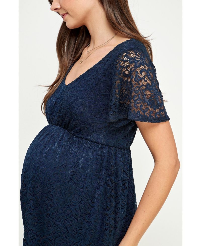 Women's Floral Lace Empire Waist Short Sleeve Dress