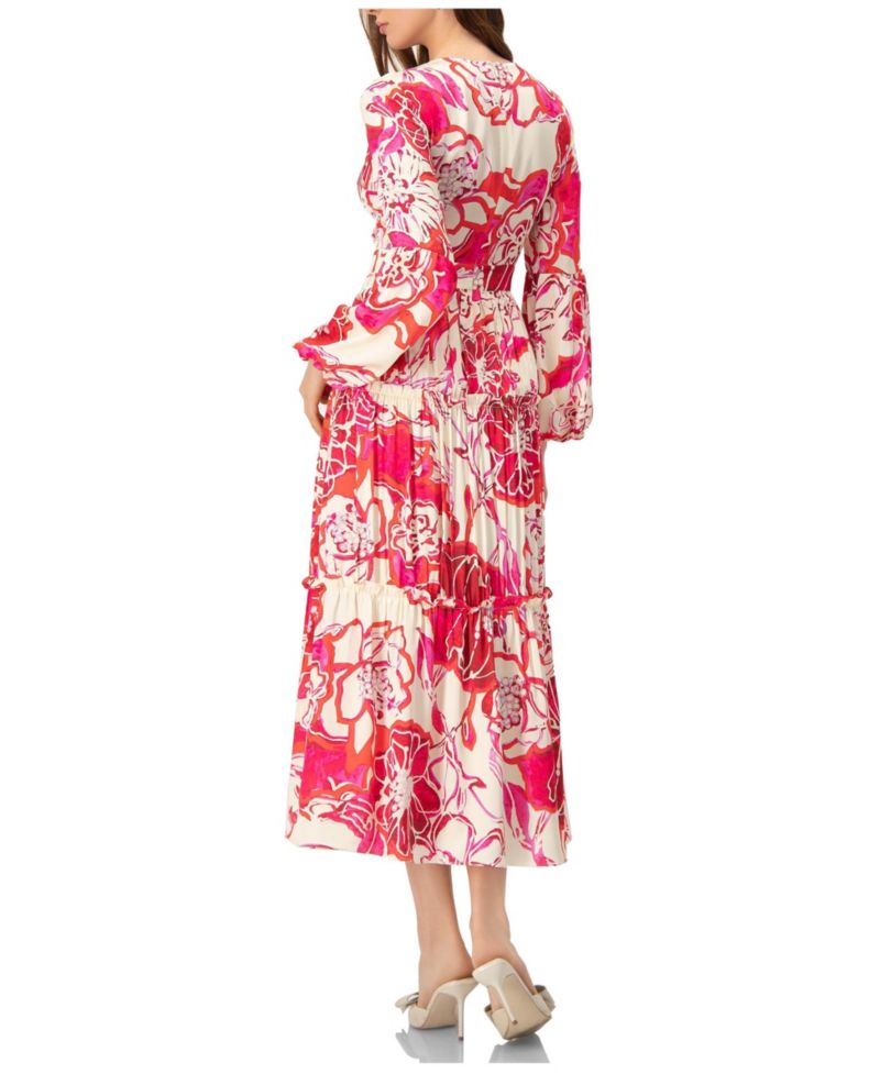 Women's Puff Sleeve Floral Maxi Dress