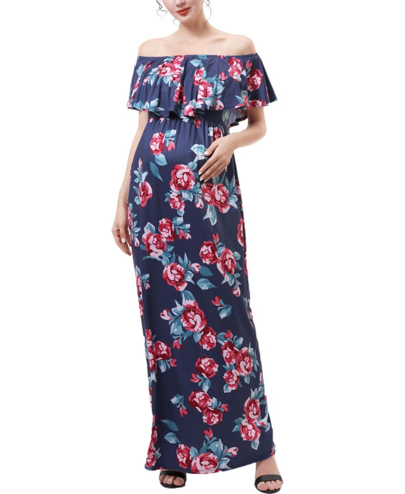 Women's Floral Print Nursing Maxi Dress