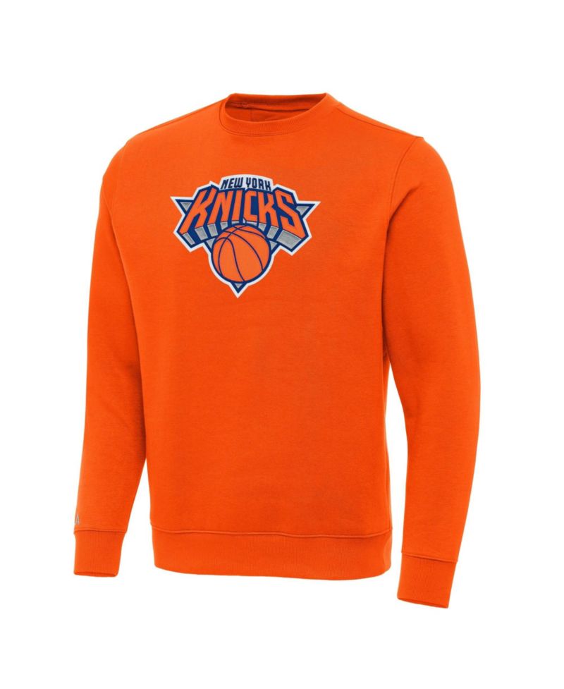 Men's Orange New York Knicks Victory Crewneck Pullover Sweatshirt