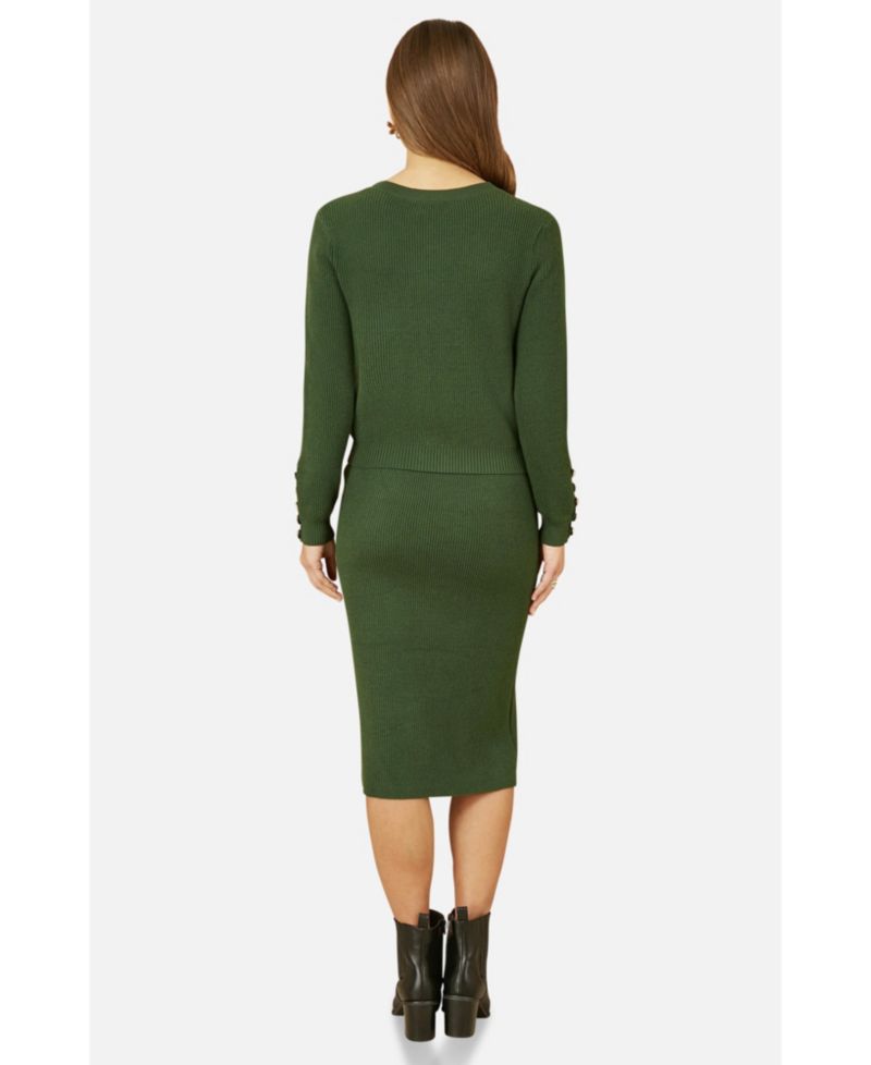 Women's Rib Knitted Midi Column Skirt