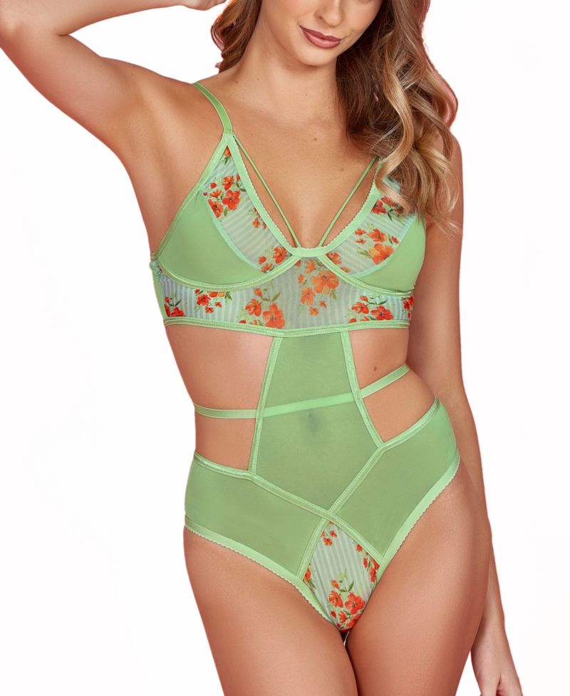 Women's 1-Piece Floral Embroidered Bodysuit Lingerie