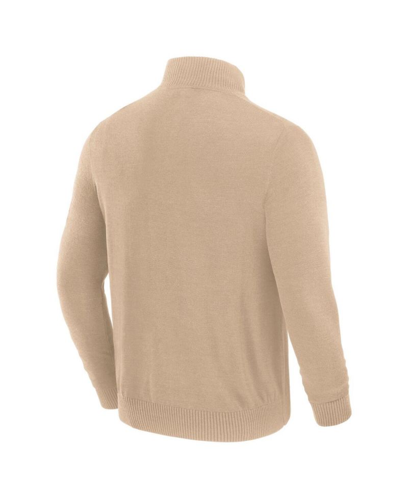 Men's Tan Cleveland Browns Franchise Quarter-Zip Sweater
