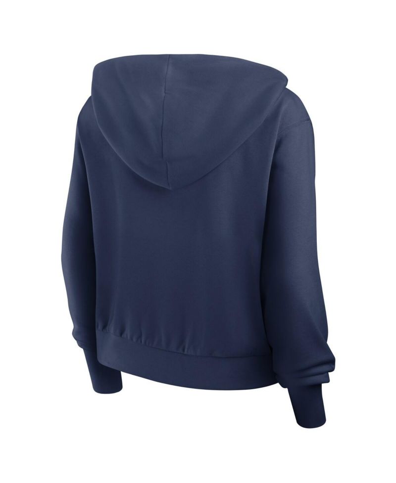 Women's Navy Cleveland Guardians Cropped Chill Full-Zip Hoodie