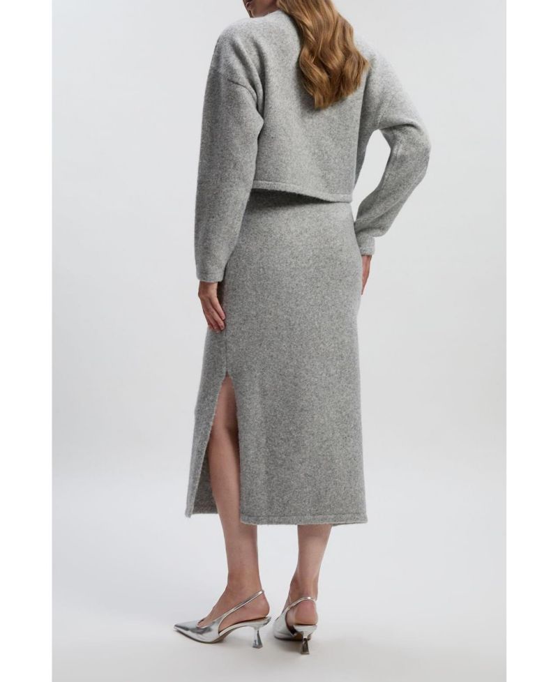 Women's Wool Embellished Pencil Midi Skirt