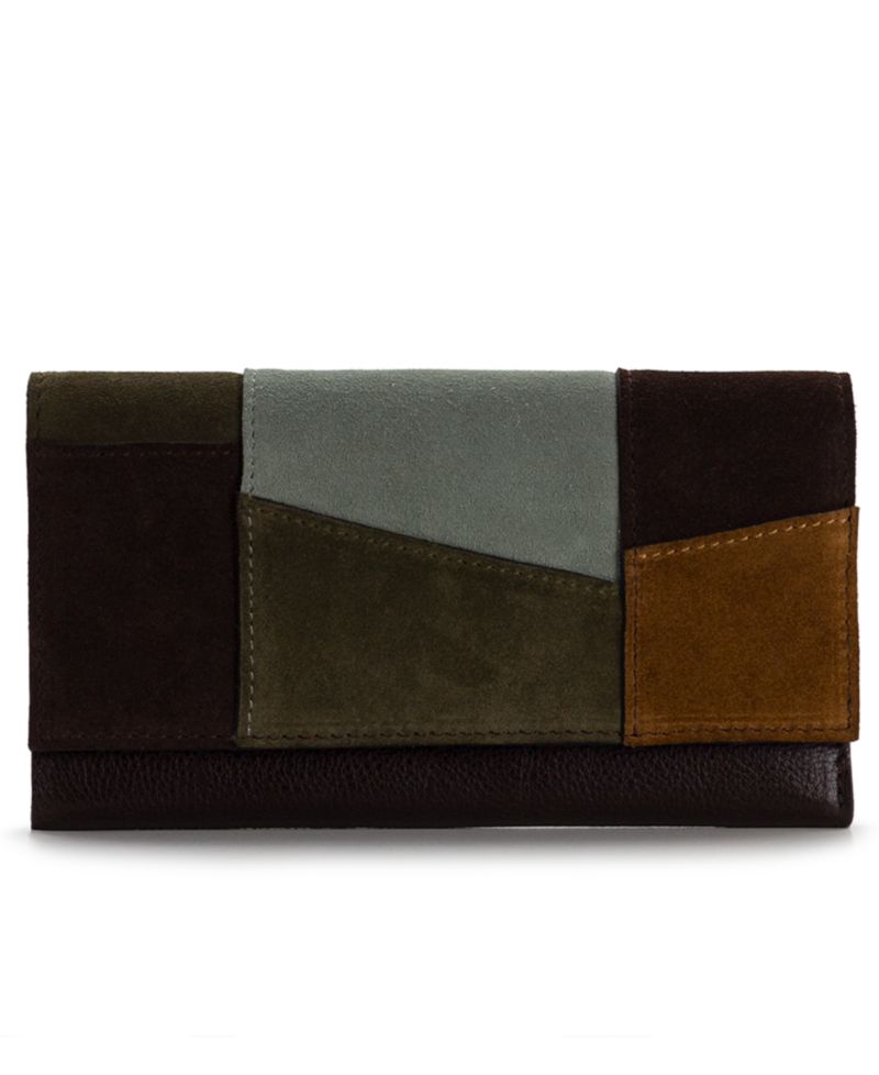 Teressa Suede Patchwork Snap Wallet