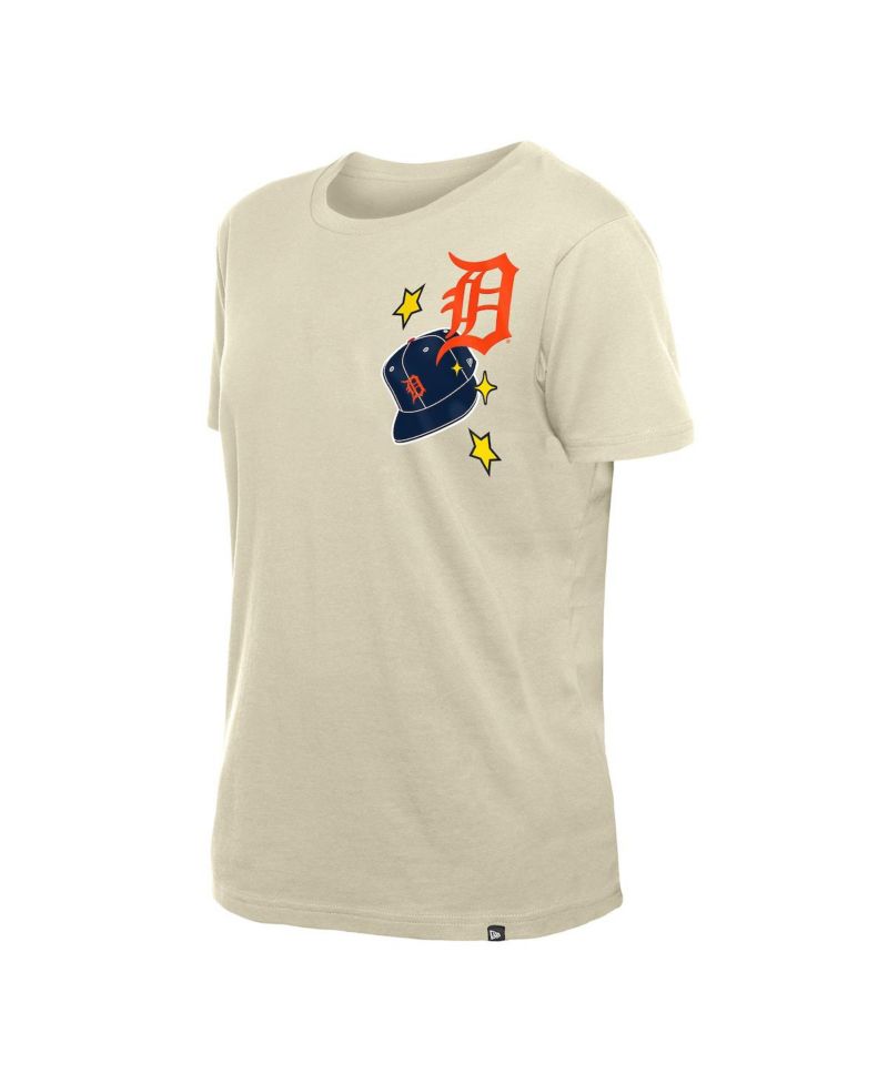 Women's Cream Detroit Tigers Stars Cap T-Shirt