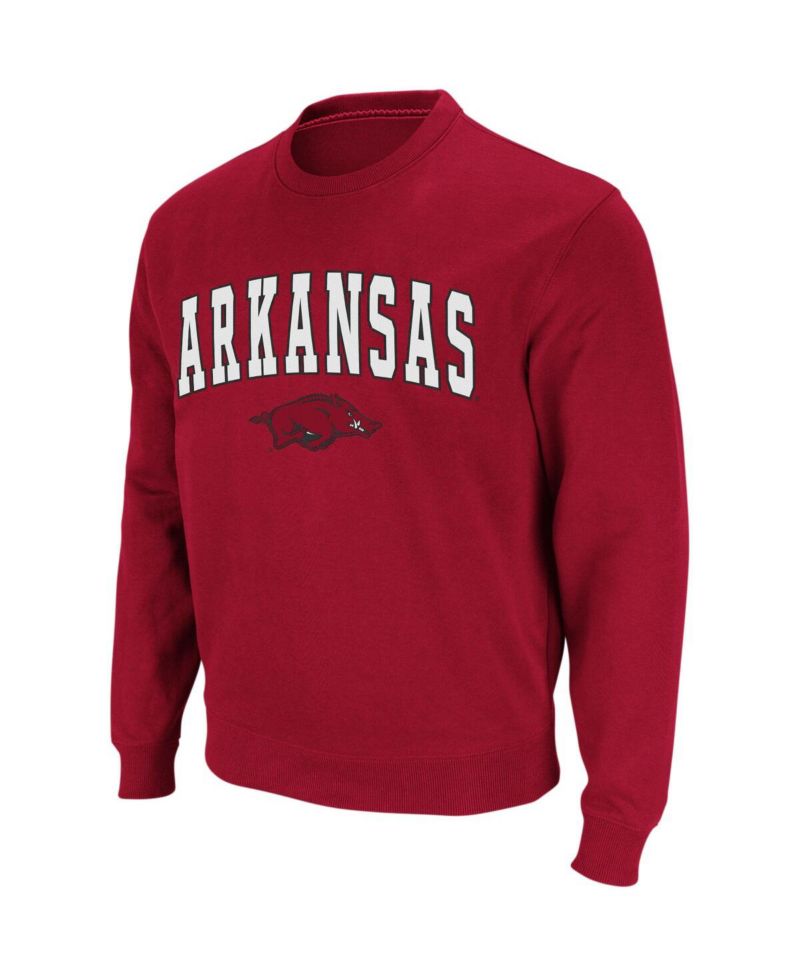 Men's Arkansas Razorbacks Arch and Logo Crew Neck Sweatshirt