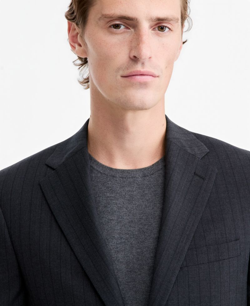 Mens Slim-Fit Wool-Blend Pinstripe Suit Jacket