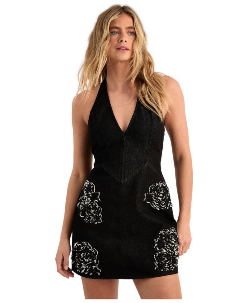 Women's Denim Halterneck Mini Dress