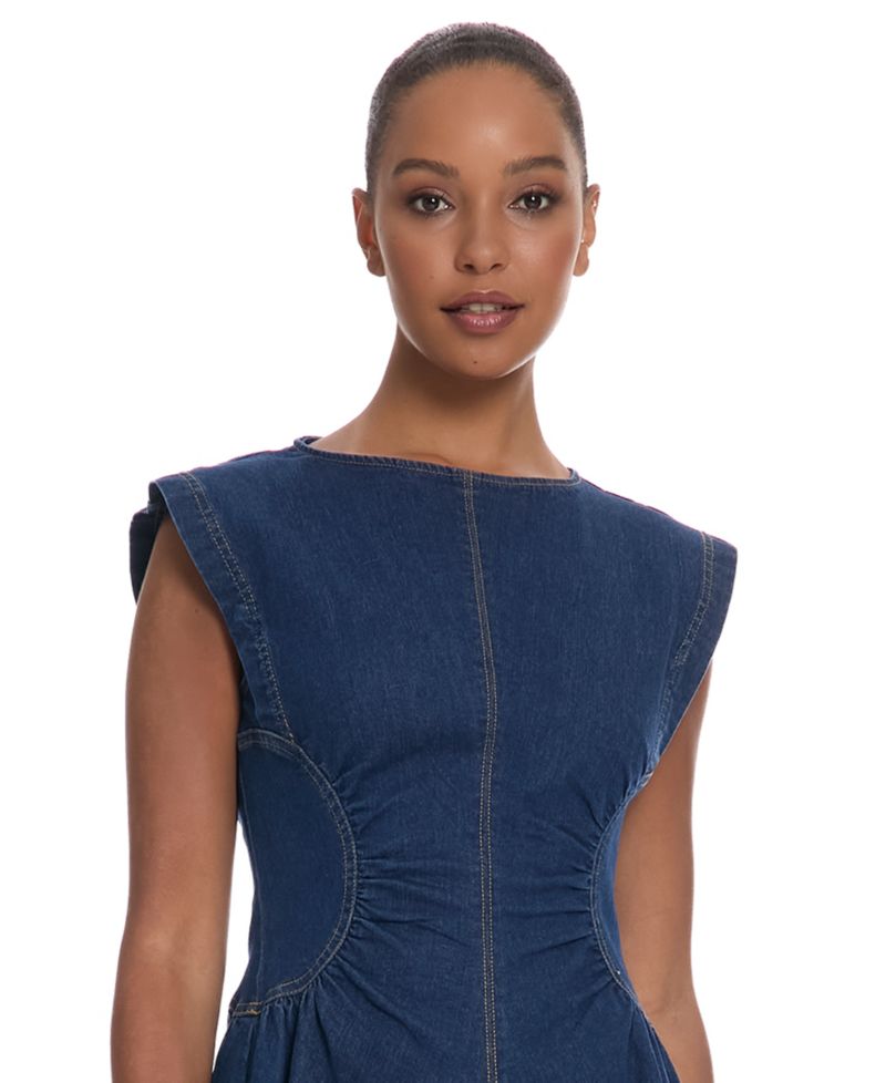 Women's Soft Stretch Jewel Neck Zipper Dress