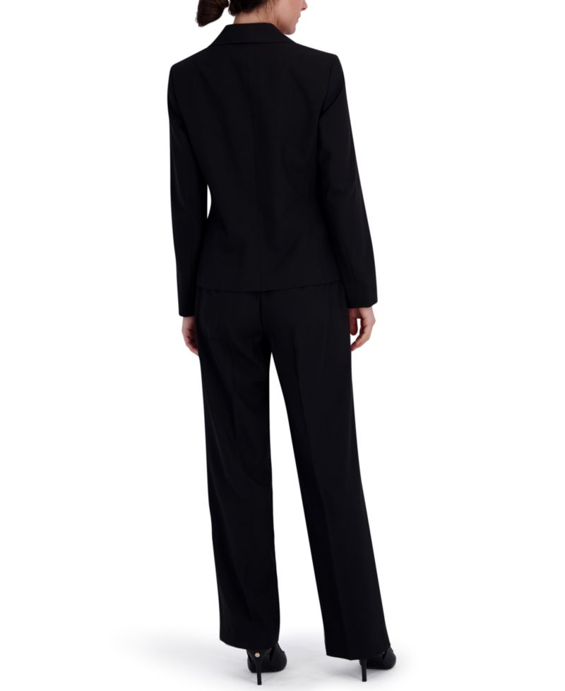 Women's Four-Pocket Jacket & Fly-Front Wide-Leg Pants Suit