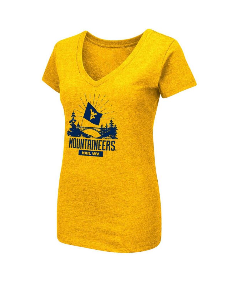 Women's Navy West Virginia Mountaineers Fan V-Neck T-shirt