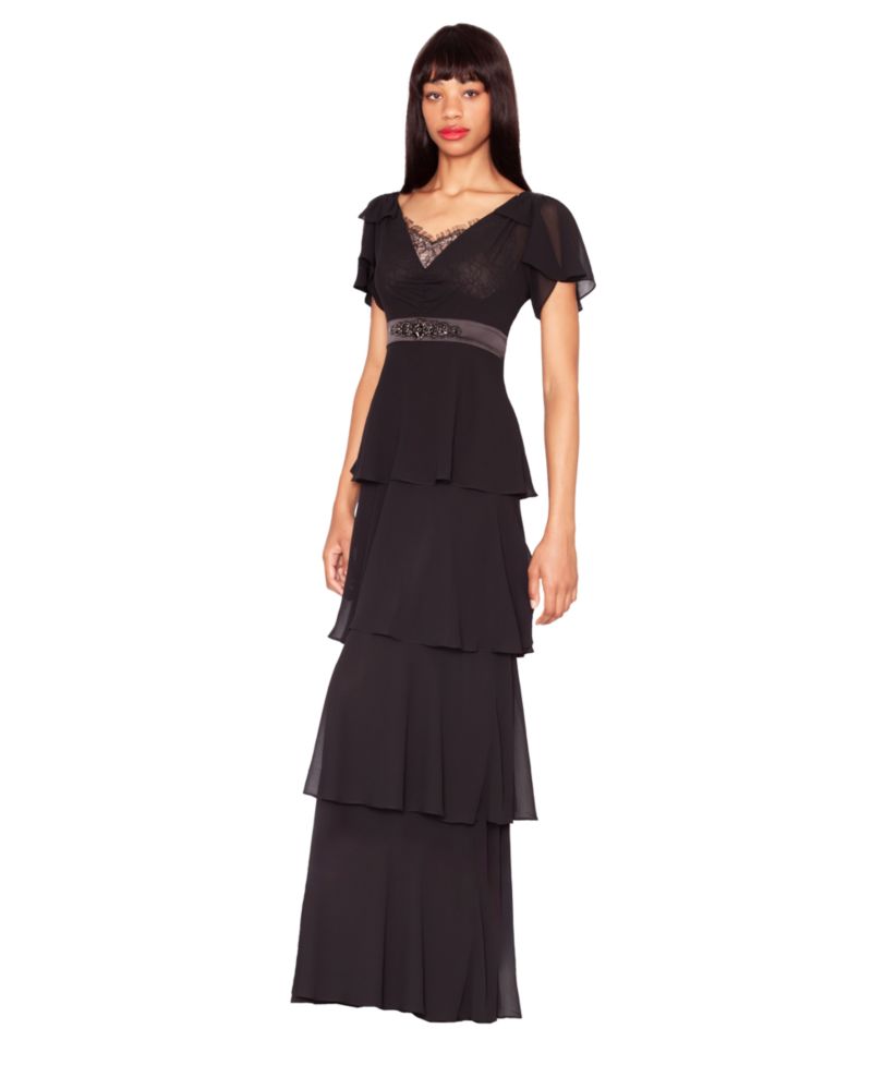 Women's V-Neck Ruffle Ball Gown