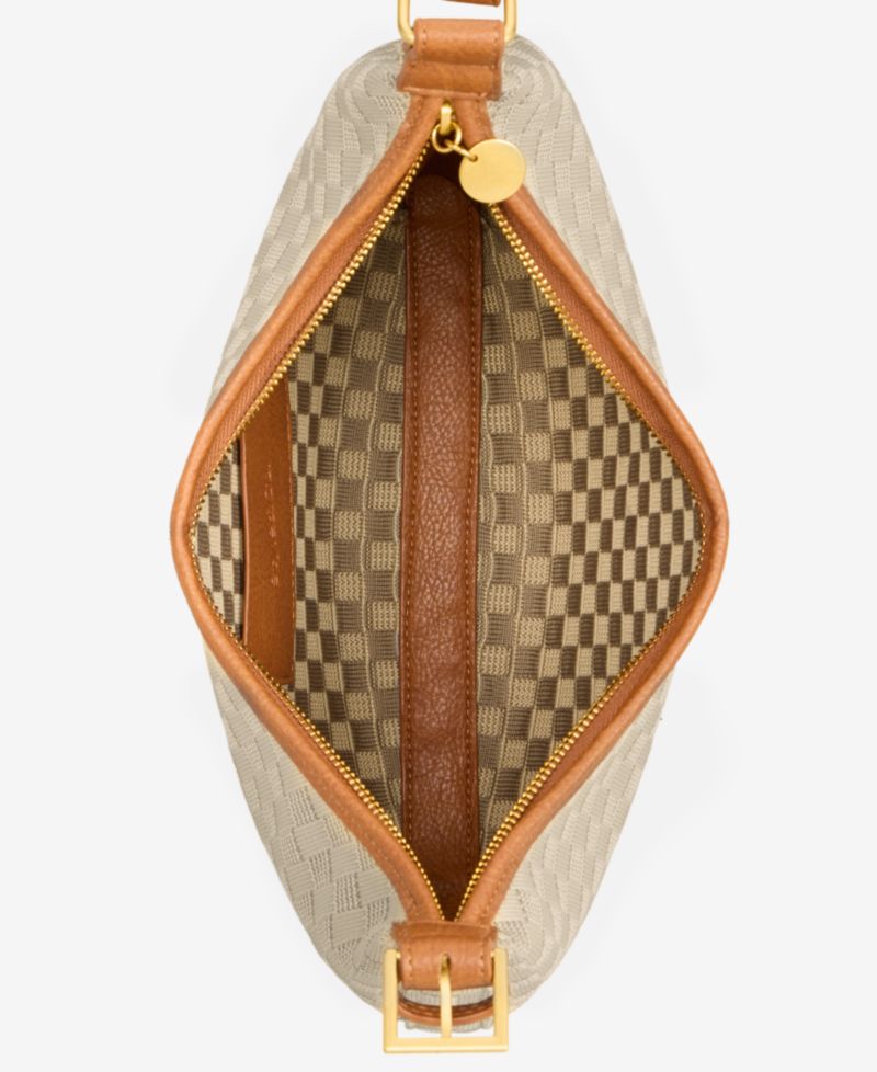 Checkered Soft Knit Large Crescent Shoulder Bag
