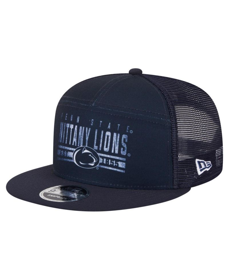 Men's Navy Penn State Nittany Lions Split Panel 9FIFTY Snapback Trucker Hat