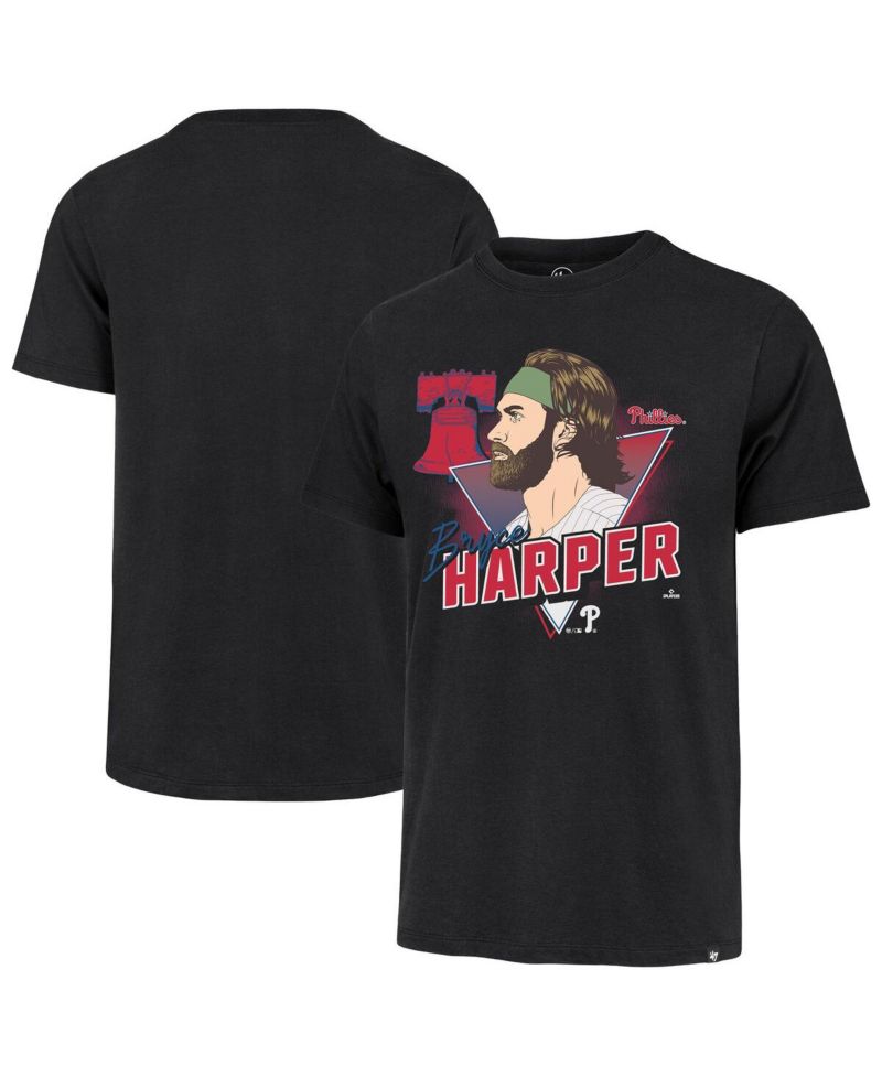 Men's Bryce Harper Black Philadelphia Phillies Player Caricature Franklin T-Shirt