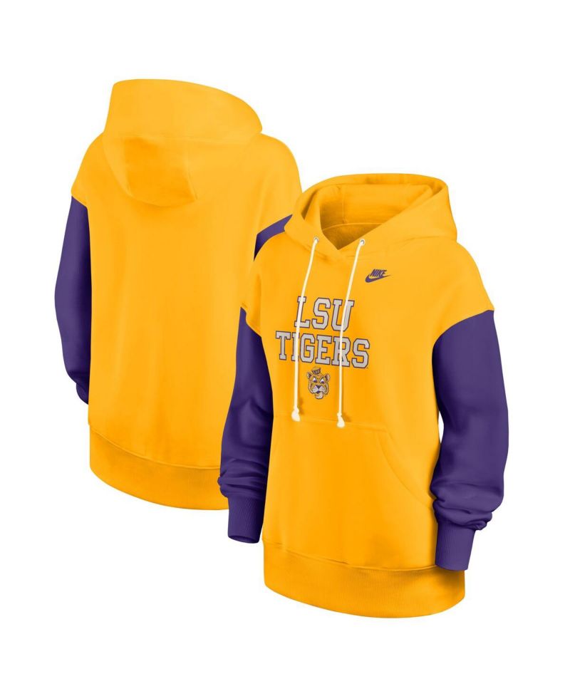 Women's Gold/Purple LSU Tigers Oversized Legacy Phoenix Pullover Hoodie