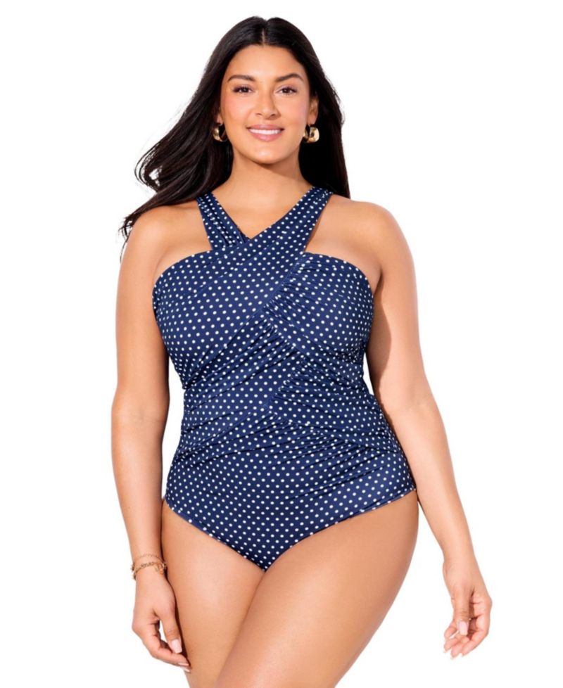 Women's High Neck Wrap One Piece Swimsuit