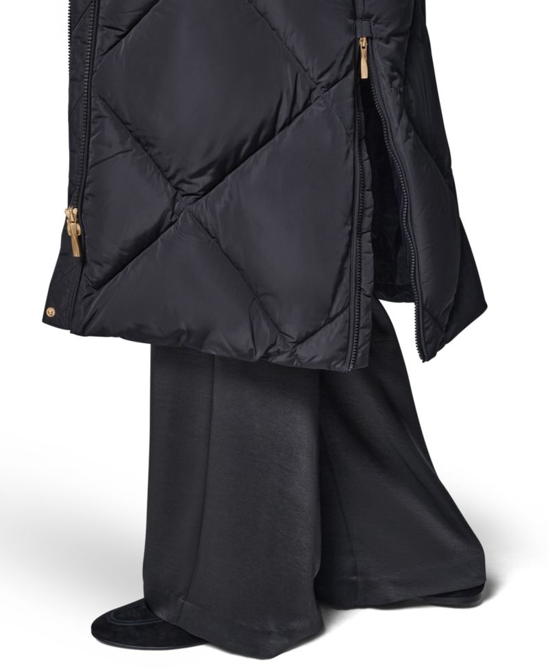 Women's Quilted Midi-Length Faux Fur-Trimmed Puffer Coat
