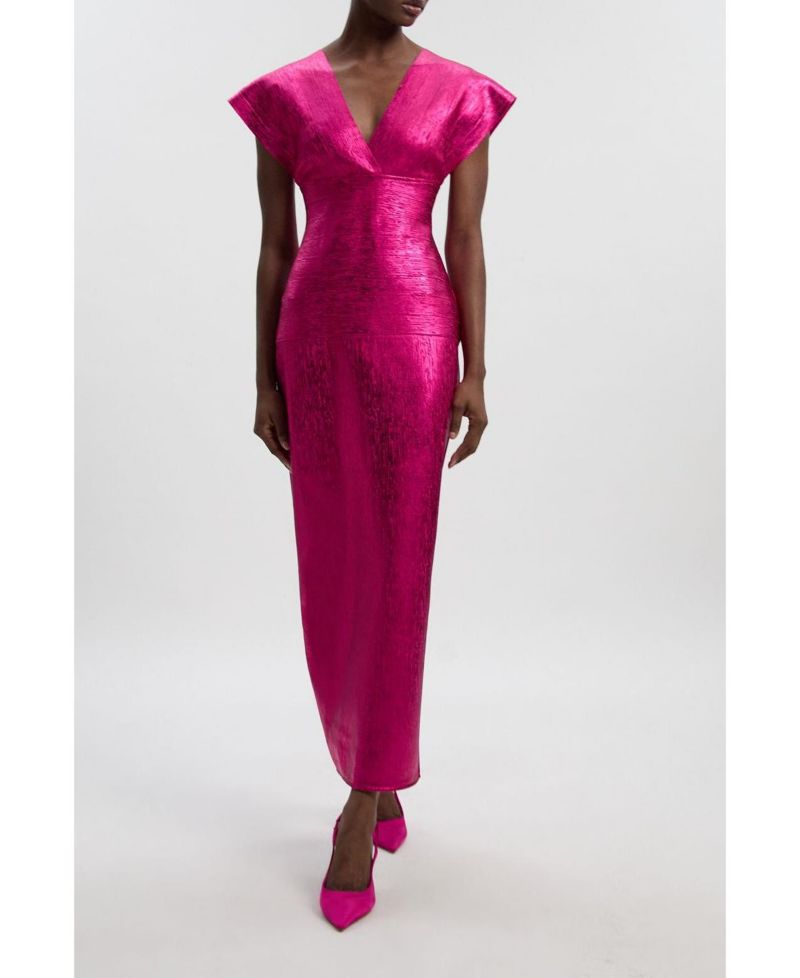Women's Deep V-Neck Angel Sleeve Maxi Dress