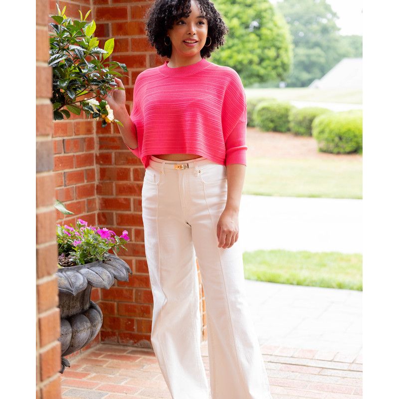Women's Brooklyn Lightweight Textured Cropped Sweater