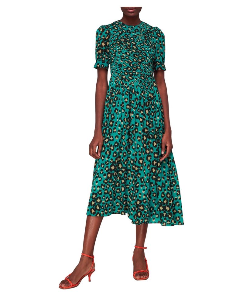 Women's Painted Leopard Shirred Dress