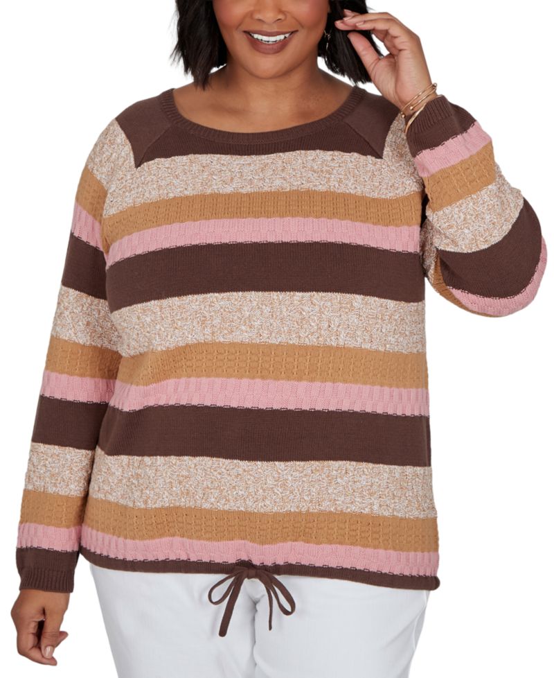 Plus Size Marled Stripe Long-Sleeve Sweater