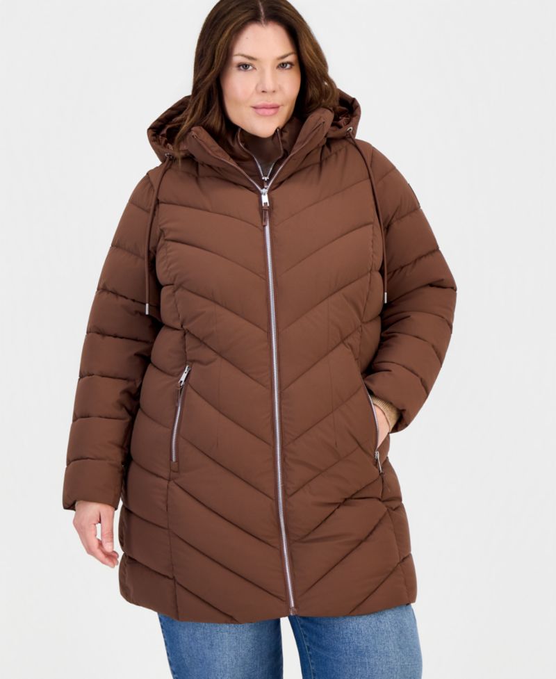 Plus Size Packable Hooded Puffer Coat