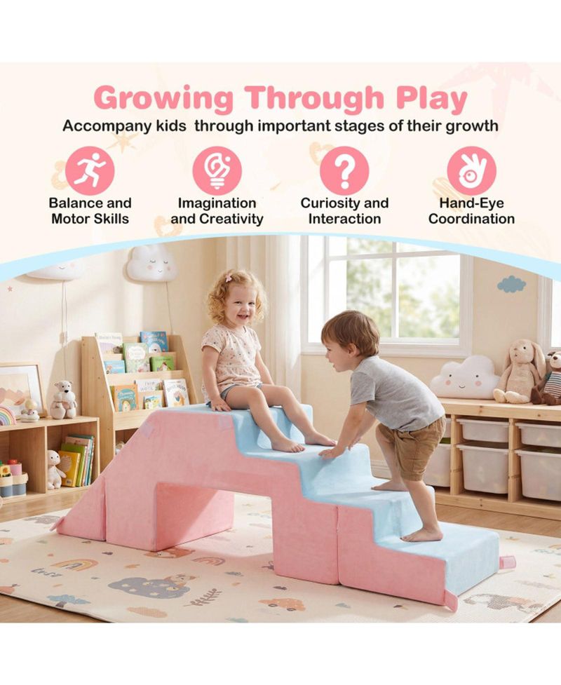 4-in-1 Foam Climbing Blocks Slide Soft Play Set
