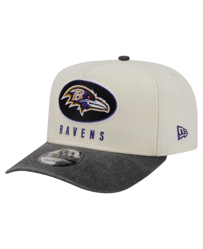 Men's Cream/Black Baltimore Ravens Washed A-Frame 9FIFTY Snapback Hat