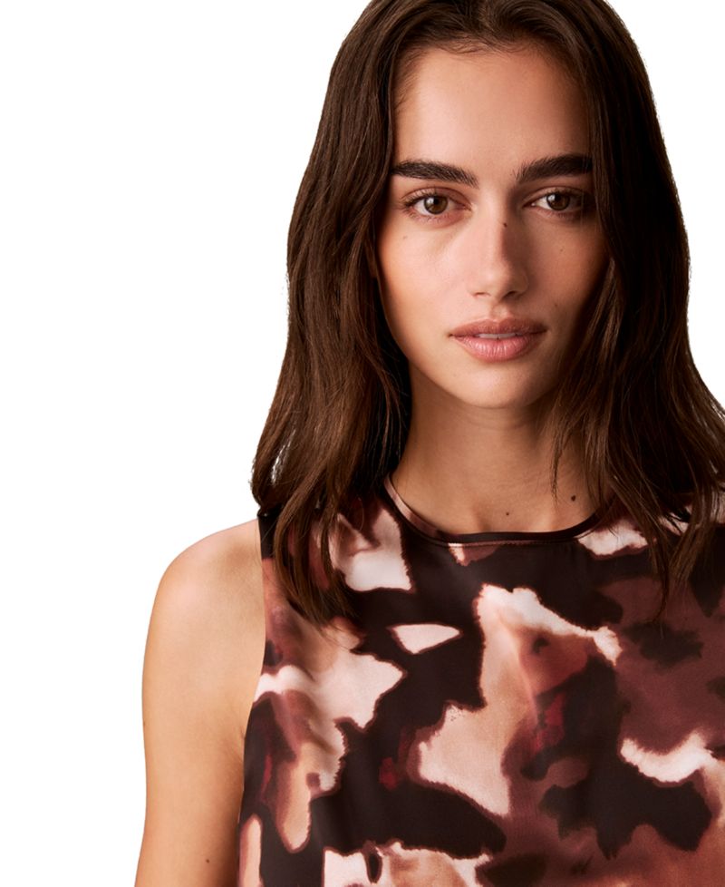 Petite Sleeveless Crewneck Floral-Print Tank