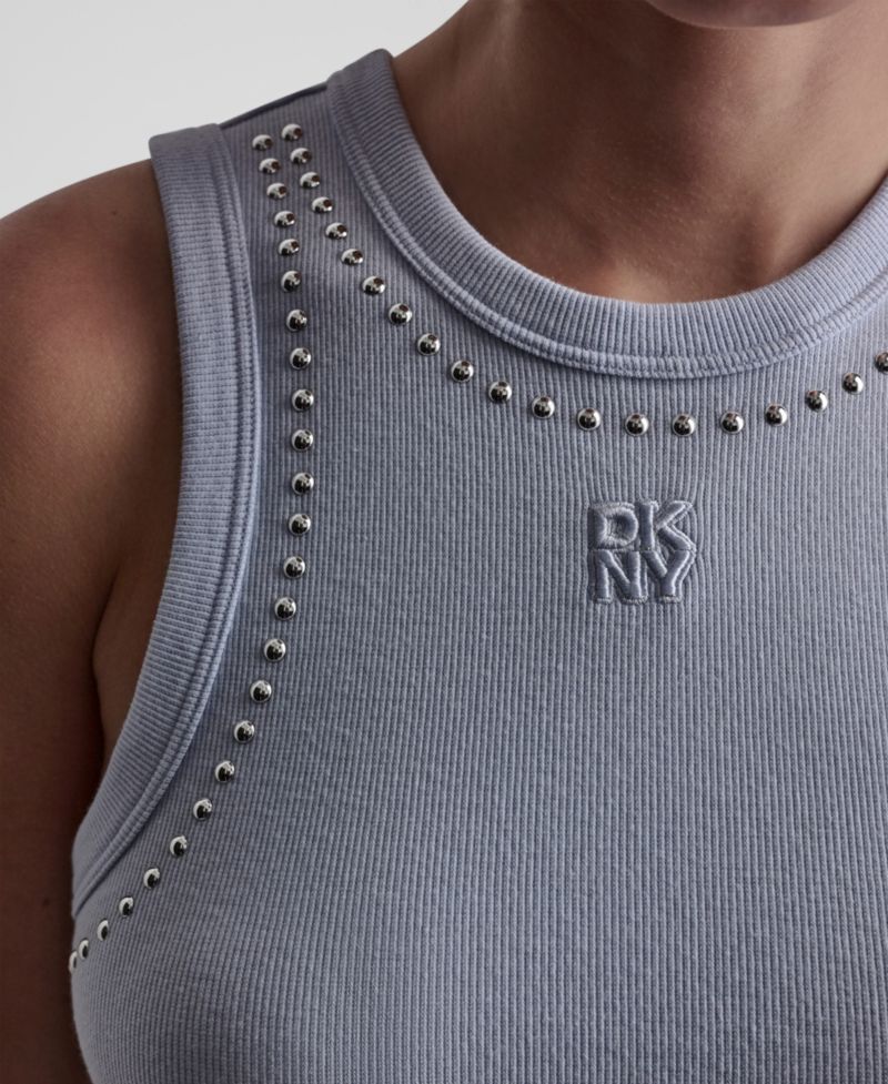 Women's Crewneck Tank Top with Dome Studs