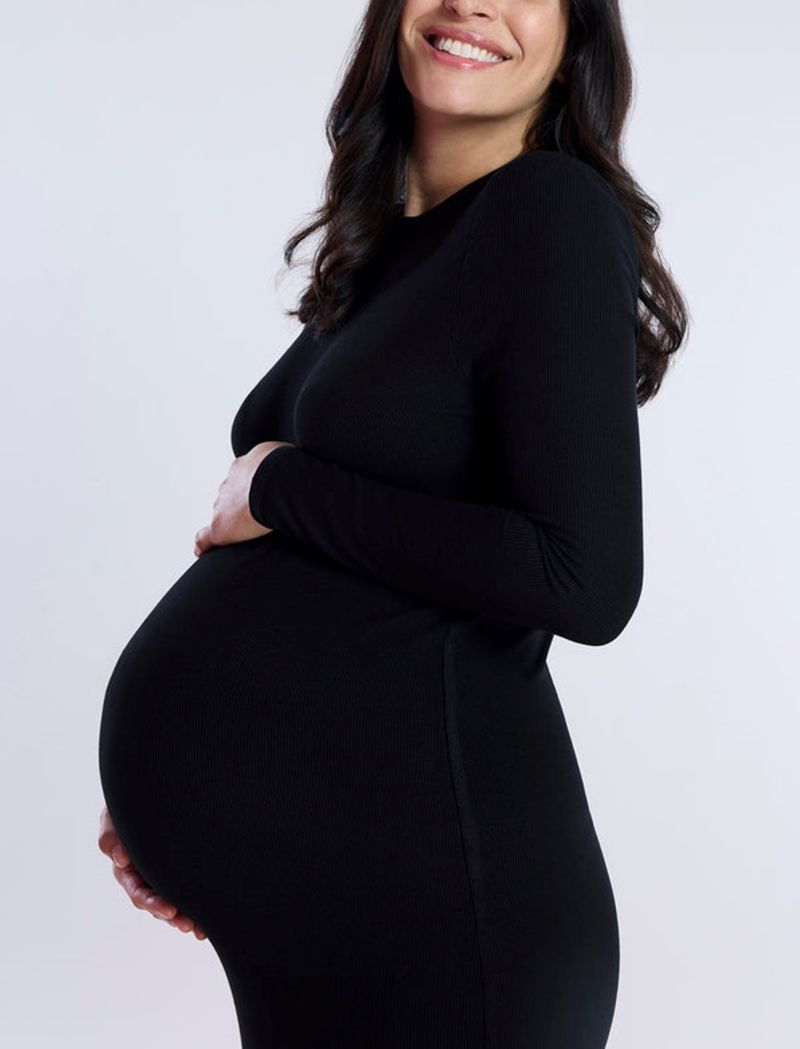 Women's Crew Neck Rib Knit Long Sleeve Column Dress - Motherhood
