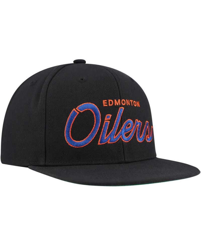 Men's Black Edmonton Oilers Core Team Script 2.0 Snapback Hat