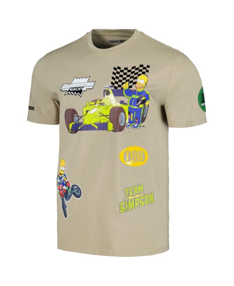 Men's and Women's Khaki The Simpsons Racing T-shirt