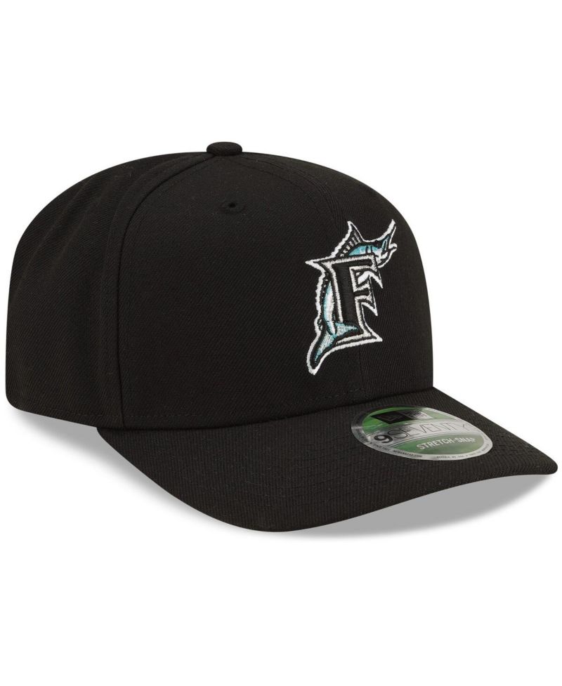 Men's Black Florida Marlins Player Replica 9SEVENTY Adjustable Hat