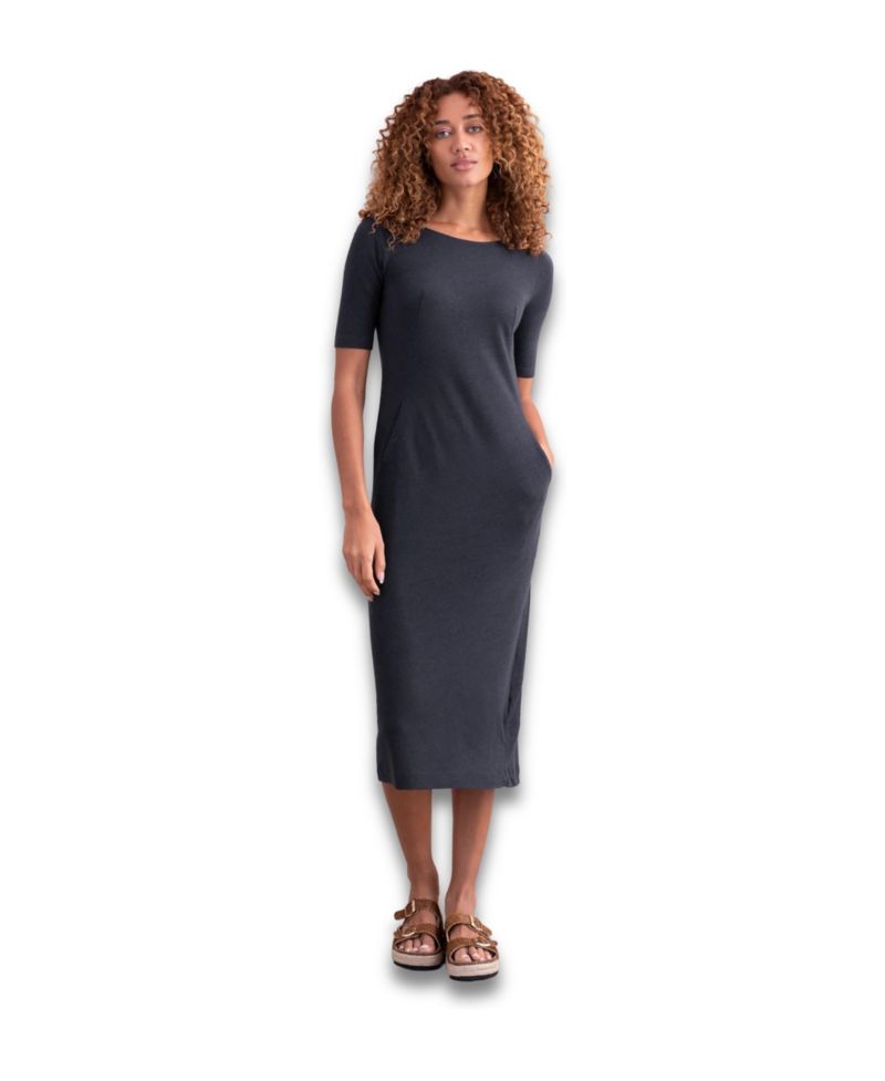 Women's Linen Cotton Blend Button Back Dress