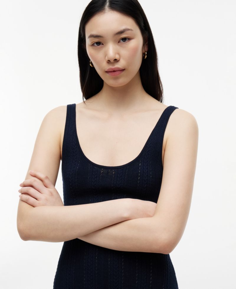 Women's Cotton Cable Pointelle Maxi Dress