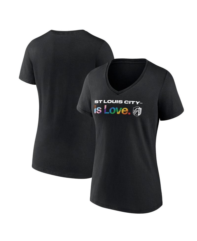 Women's Black St. Louis City SC Lucky City Pride V-Neck T-Shirt