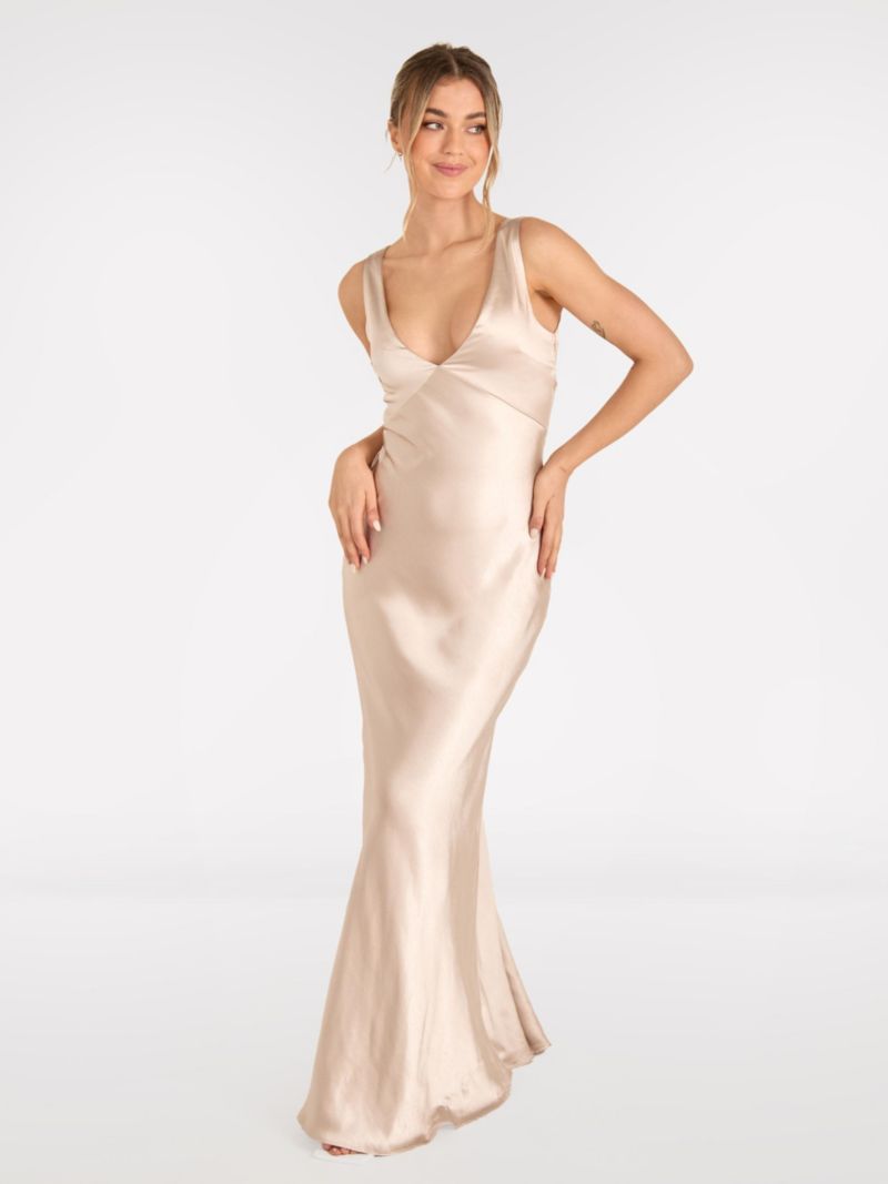 Women's Twist Back Satin Bridesmaid Dress