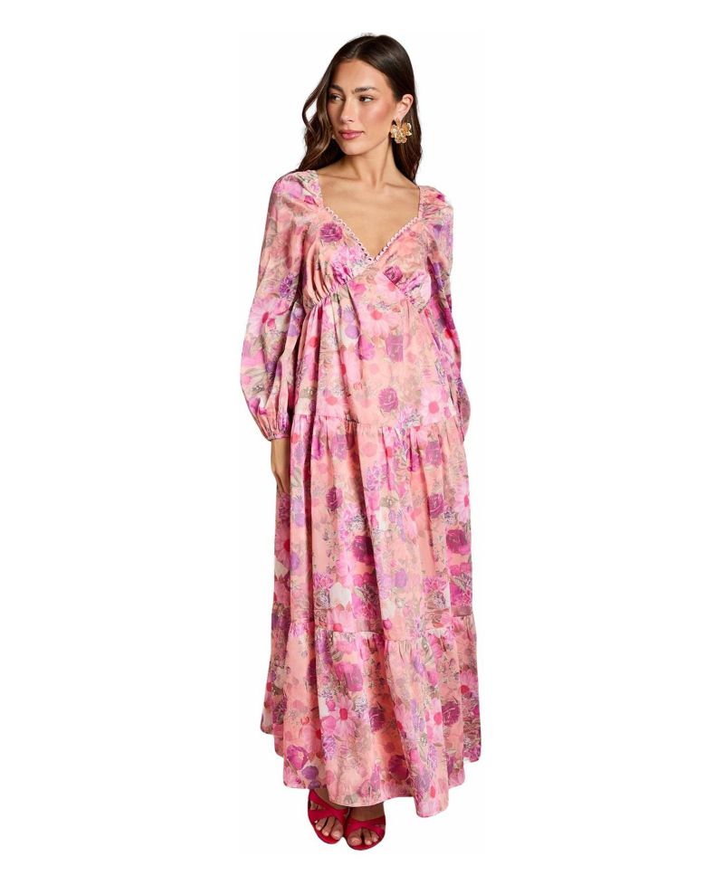 Women's Printed Fit and Flare Maxi Dress