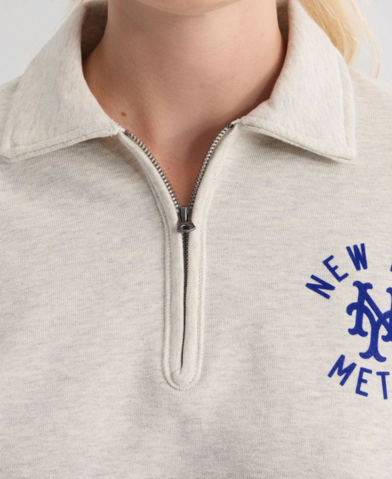Women's New York Mets Cropped Polo Collar Quarter-Zip Sweatshirt