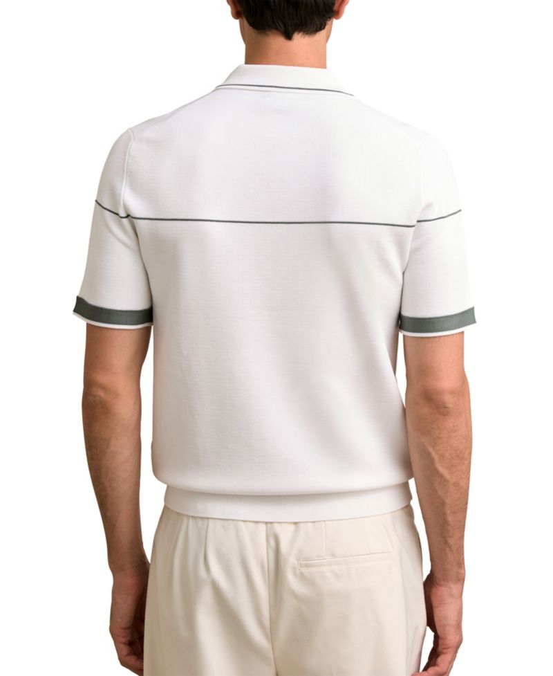 Men's Bradford Slim-Fit Half-Zip Contrast-Tipping Polo Shirt