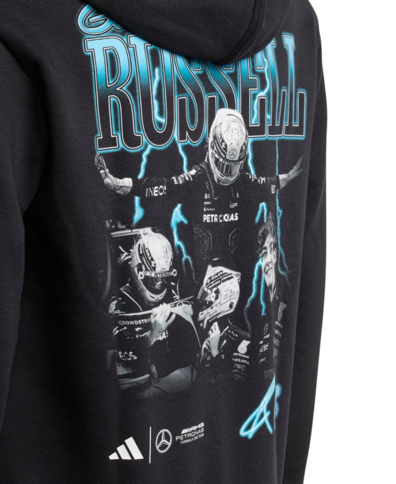 Big Boys and Girls George Russell Black Mercedes-AMG Petronas F1 Team Driver Wear Graphic Pullover Hoodie