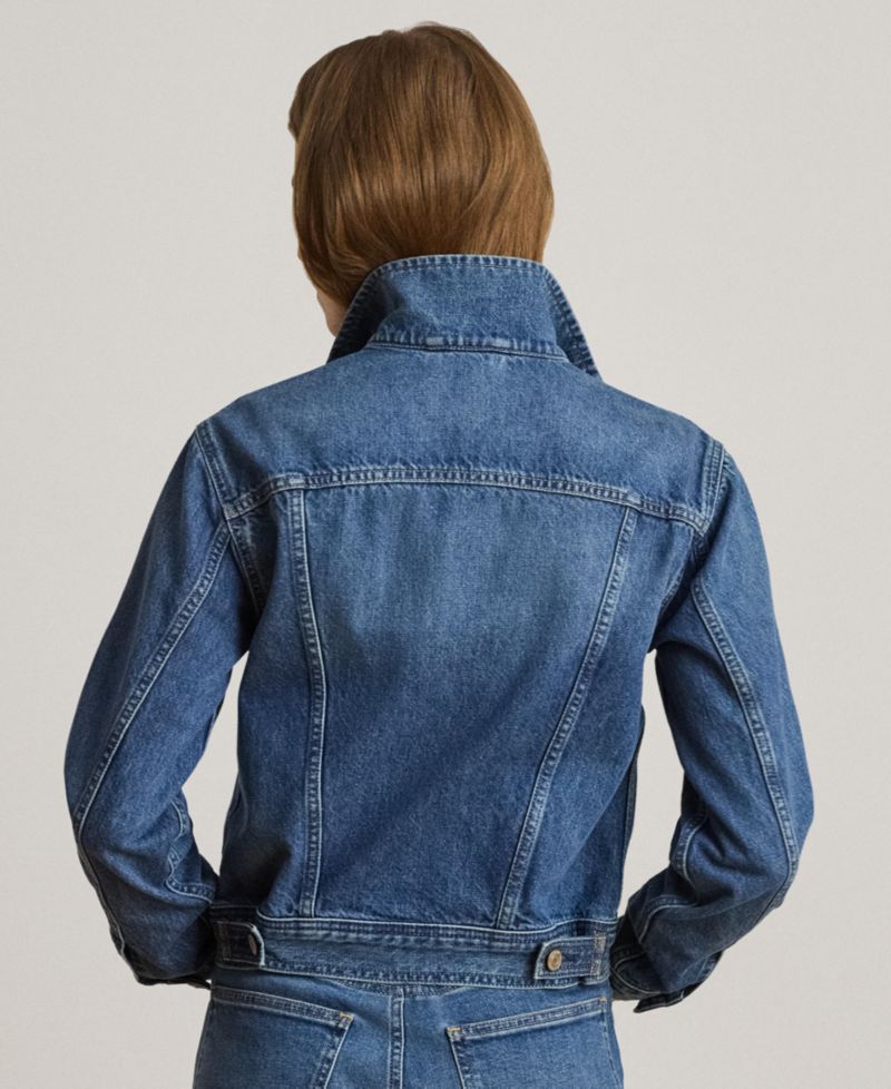 Women's Buttoned Placket Denim Trucker Jacket