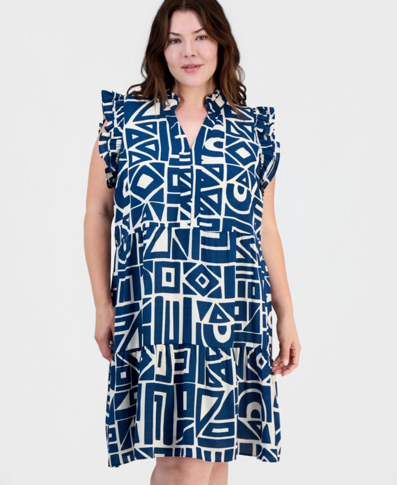Plus Size Ruffled Tiered Shift Dress