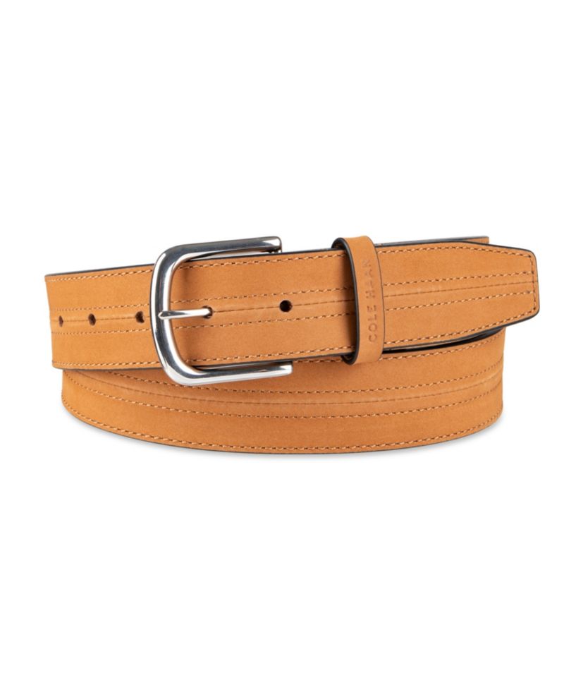 35MM Men's Seam-Stitched Leather Dress Belt