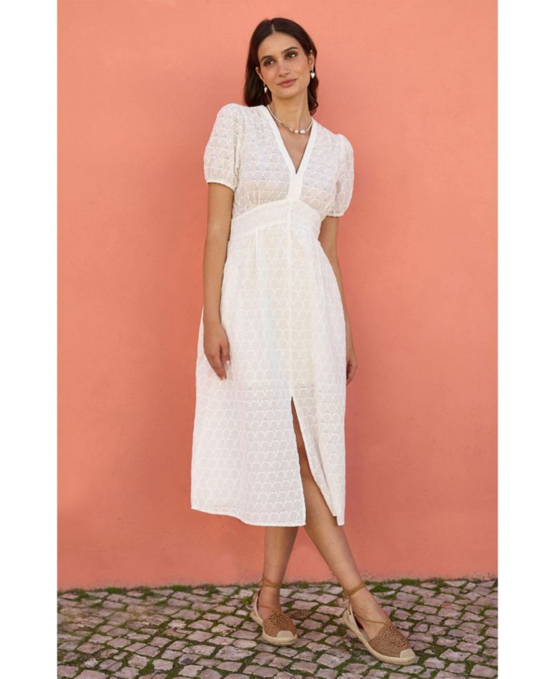 Women's Broderie Anglaise Midi Dress